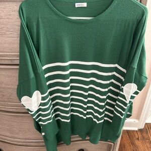 MERSEA Amour Green Striped Women's Sweater